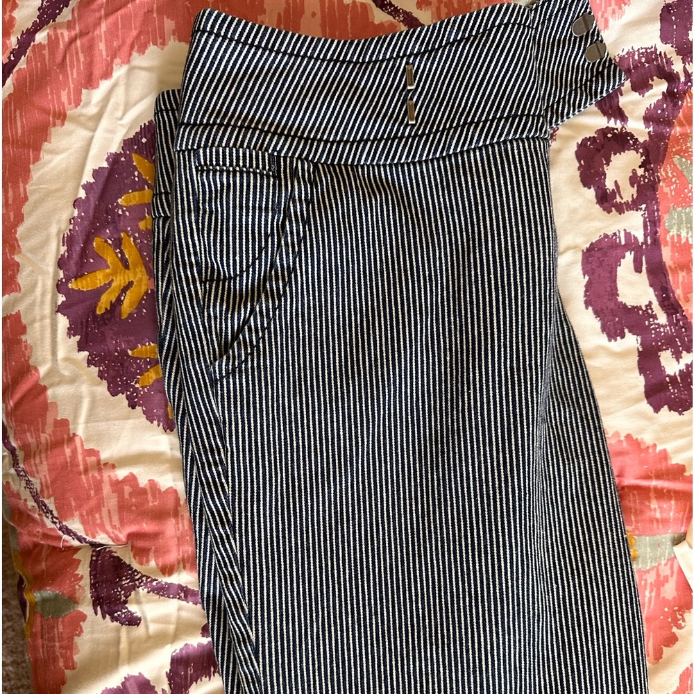 Blue stripe stretch jeans